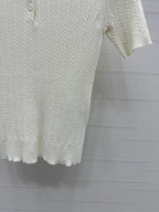 MIU 25S SHORT SLEEVE BEADED COLLAR SHIRT 264247