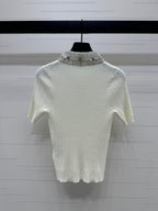 MIU 25S SHORT SLEEVE BEADED COLLAR SHIRT 264247