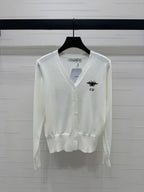 DIOR LONG-SLEEVE KNIT SWEATER WITH EMBROIDERED LOGO