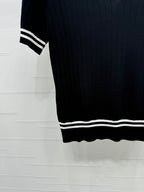 CELINE SHORT-SLEEVE KNIT TOP BLACK 274820