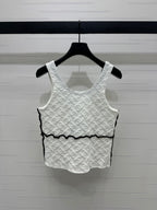 CHANEL SOFT U-NECK KNIT TOP IN BLACK AND WHITE