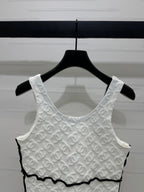 CHANEL SOFT U-NECK KNIT TOP IN BLACK AND WHITE