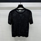 CELINE SHORT-SLEEVE CROCHET TOP BLACK 274808