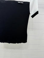MIUMIU CREW NECK SHORT-SLEEVE SHEER KNIT TOP 274813