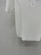 PRADA MOCK NECK SHORT-SLEEVE KNIT TOP WHITE 274815