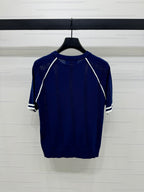 MIU 25S RAGLAN CREW NECK STRIPED KNIT SWEATER 264106