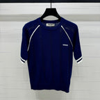 MIU 25S RAGLAN CREW NECK STRIPED KNIT SWEATER 264106