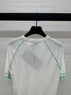 MIU 25S RAGLAN CREW NECK STRIPED KNIT SWEATER 264105