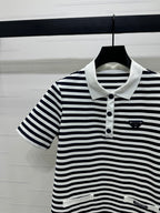 PRAD 25S STRIPED SHORT SLEEVE KNIT DRESS 264218