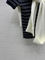 MIU 25S SHORT SLEEVE STRIPED KNITTED CAPE 264138