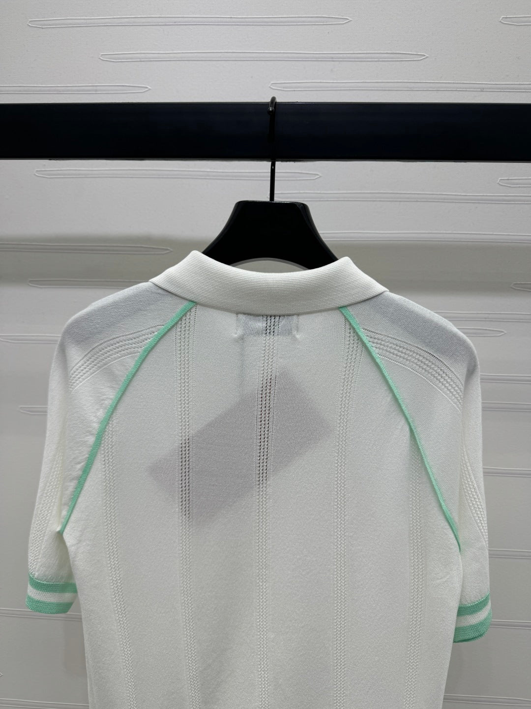 MIU 25S ROUND NECK STRIPED KNIT RAGLAN SHORT SLEEVES 264108