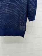PRAD 25S HOLLOW KNIT SHORT SLEEVE TOP 264135
