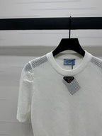 PRAD 25S HOLLOW KNIT SHORT SLEEVE TOP 264134