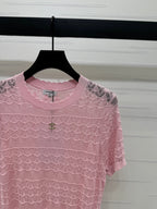 CHANEL 25S HOLLOW KNIT SHORT SLEEVE TOP 264152