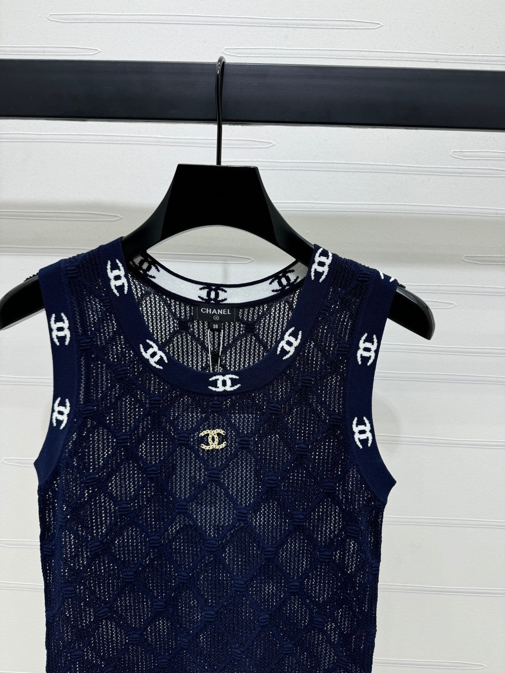 CHANEL 25S DIAMOND HOLLOW KNIT VEST 264031