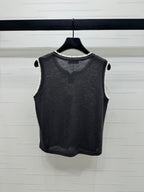 LOEWE 25S ROUND NECK KNITTED VEST WHITE 264068
