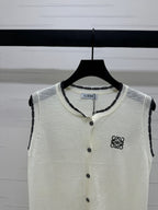 LOEWE 25S ROUND NECK KNITTED VEST WHITE 264069