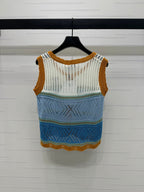 CHANEL EMBROIDERED LOGO OPEN-KNIT VEST 274868