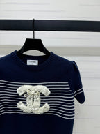 CHANEL SHORT-SLEEVE KNITTED PUFF-SLEEVE TOP 274951