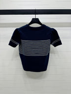 CHANEL SHORT-SLEEVE KNITTED PUFF-SLEEVE TOP 274951