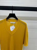 DIOR V-NECK KNITTED SHORT-SLEEVE T-SHIRT YELLOW 274935