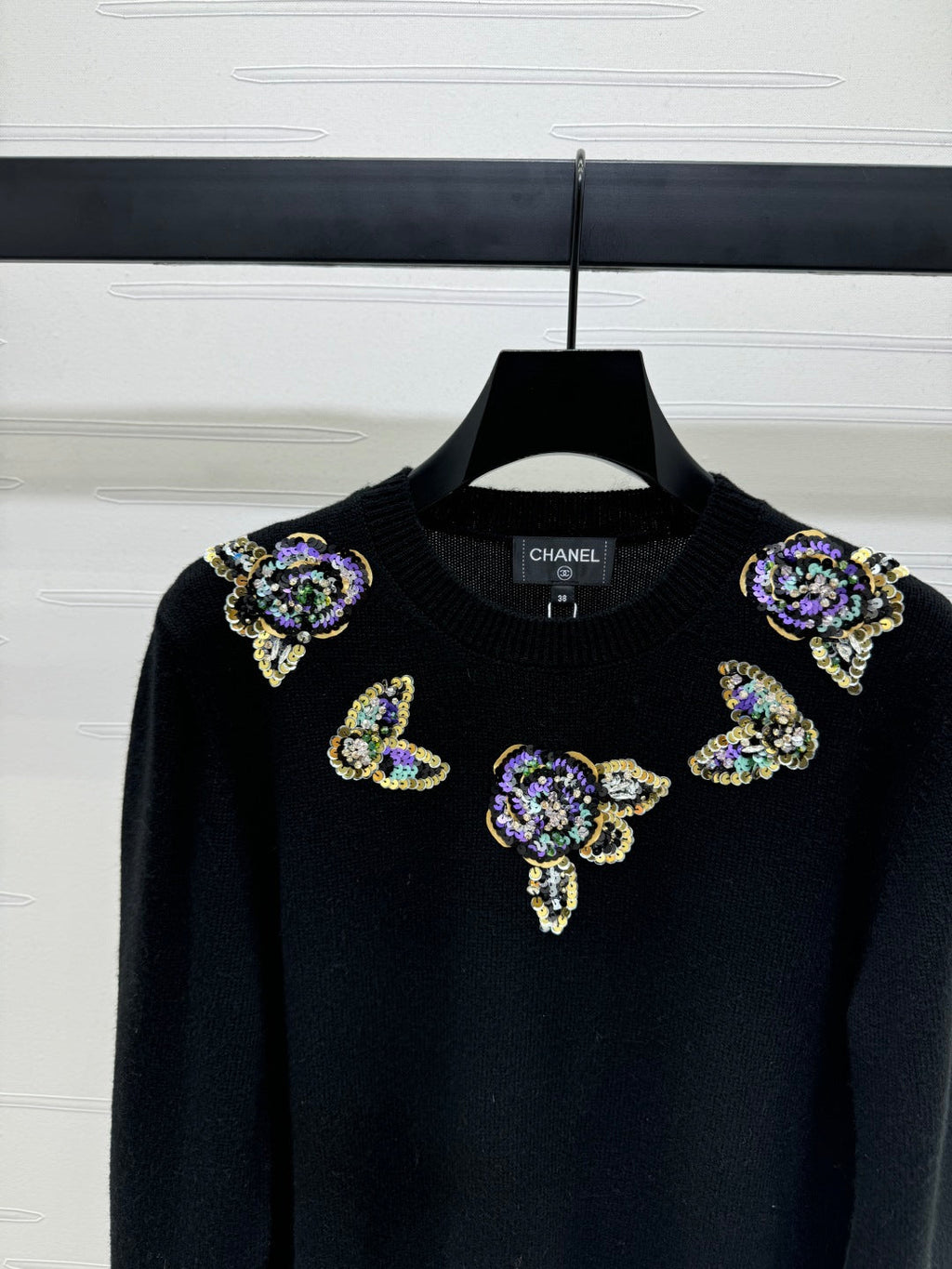 CHANEL SEQUIN CAMELLIA PULLOVER 274882