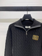MIUMIU HALF-ZIP KNITTED PULLOVER WITH COLLAR STYLE 486
