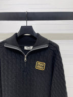 MIUMIU HALF-ZIP KNITTED PULLOVER WITH COLLAR STYLE 486