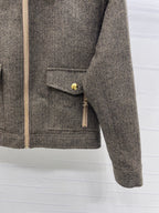 CELINE 25S PU LEATHER JACKET WITH LAPEL TRIM 0032