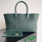 BV Large Cabat Bag 51cm Green Leather GHW