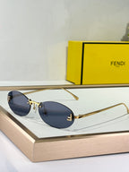 FIRST CRYSTAL RIMLESS OVAL FRAME SUNGLASSES FE4075US IN METAL