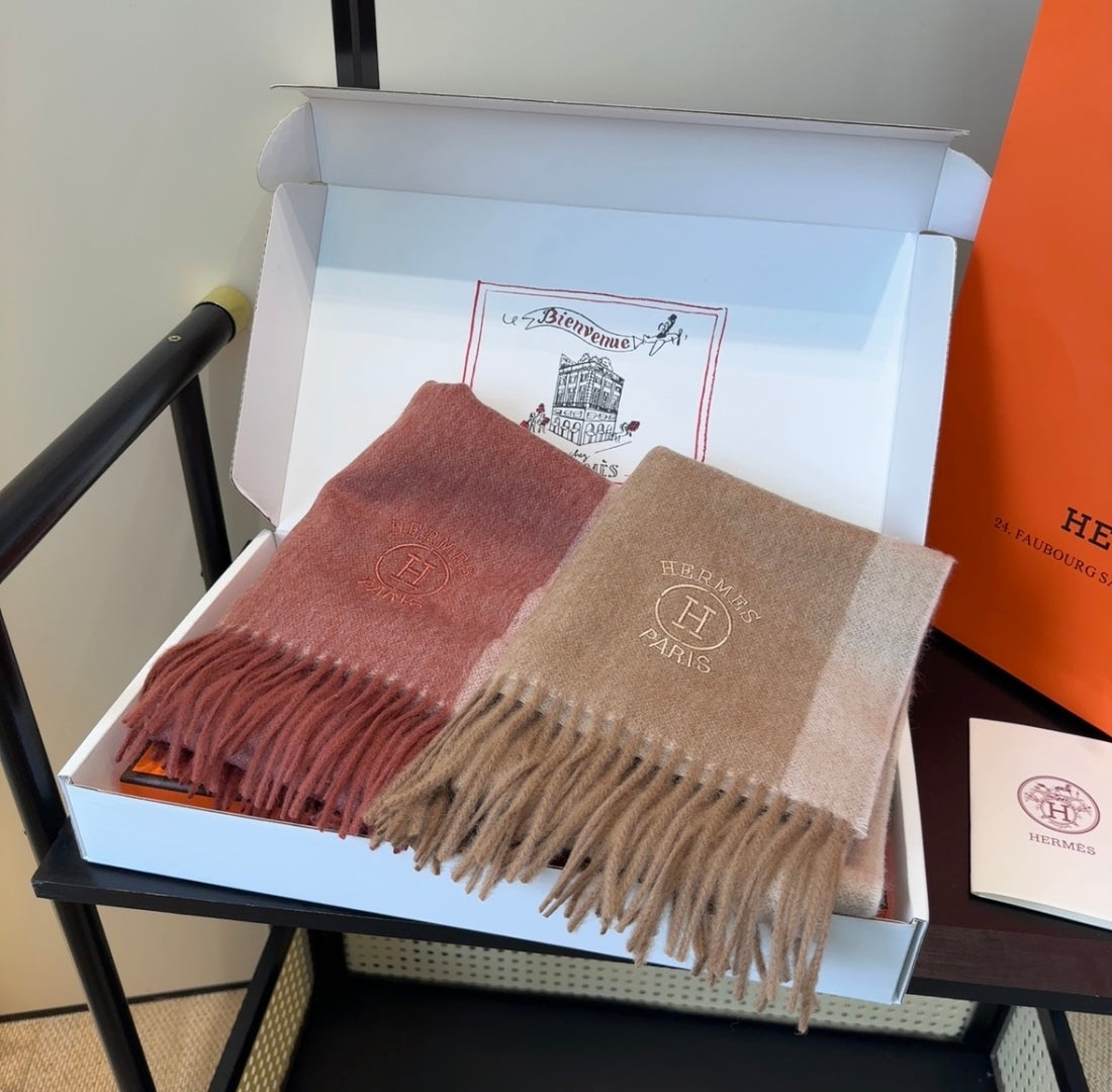 HERMES 25S SCARF 190 IN CASHMERE 854635