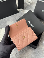CC Boy Flap Card Holder Light Pink Gold-tone Grained Calfskin 242856
