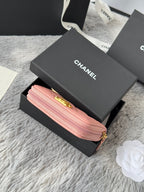 CC Classic Boy Coin Purse Light Pink Gold-tone Grained Calfskin 242874