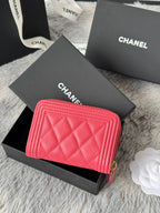 CC Classic Boy Coin Purse Pink Gold-tone Grained Calfskin 242880