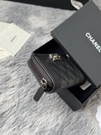 CC Classic Boy Coin Purse Black Sliver-tone Lambskin  242884