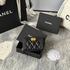 CC Classic Boy Coin Purse Black Gold-tone Lambskin 242886