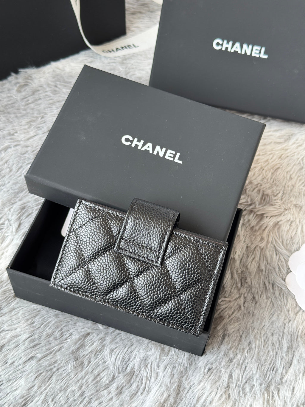 CC Accordion Card Holder Black Sliver-tone Metal Caviar 242646