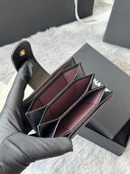 CC Accordion Card Holder Black Gold-tone Metal Caviar 242648