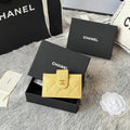 CC Accordion Card Holder Yellow Gold-tone Metal Caviar 242665