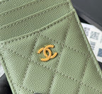 CC Carld Holder Olive Green Grain Calfskin 242696