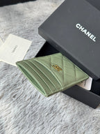 CC Carld Holder Olive Green Grain Calfskin 242696