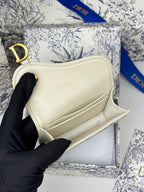 CD Saddle Lotus Wallet 10.5cm White Grey Jacquard GHW