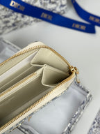 DIOR 25S LONG ZIPPER WALLET 19 IN LIGHT BLUE OBLIQUE JACQUARD CANVAS