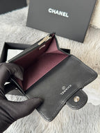 CHANEL 25S CLASSIC CARD HOLDER 11 IN BLACK LAMBSKIN SILVER HARDWARE