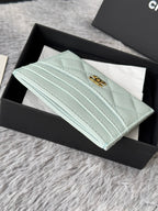 CHANEL 25S CARD HOLDER 11 IN SOFT MINT CAVIAR GOLD HARDWARE