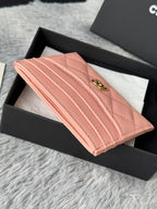 CHANEL 25S CARD HOLDER 11 IN PEACH PINK CAVIAR GOLD HARDWARE