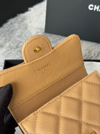 CHANEL 25S CF SMALL TRI FOLD WALLET 11 IN GOLDEN CARAMEL CAVIAR GOLD HARDWARE