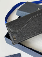 CD Saddle Long Vertical Wallet Black Cowhide