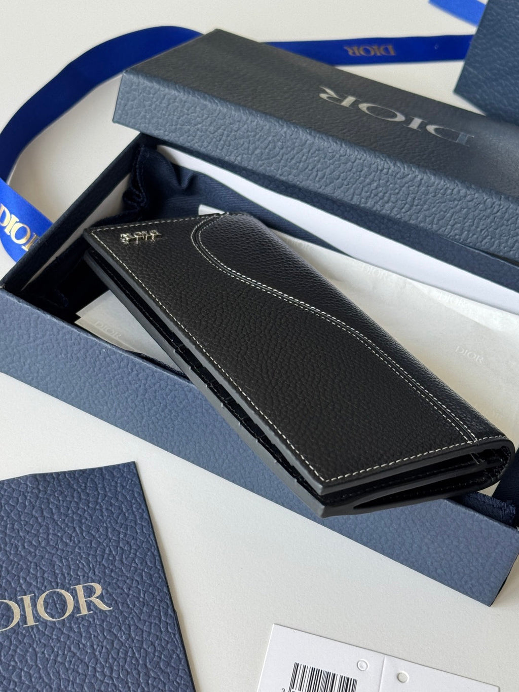 CD Saddle Long Vertical Wallet Black Cowhide